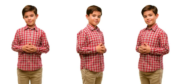 Niño Guapo Con Ojos Verdes Seguro Feliz Con Una Gran —  Fotos de Stock