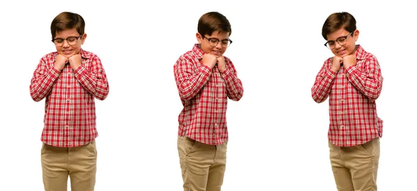 Niño Guapo Con Ojos Verdes Seguro Feliz Con Una Gran —  Fotos de Stock