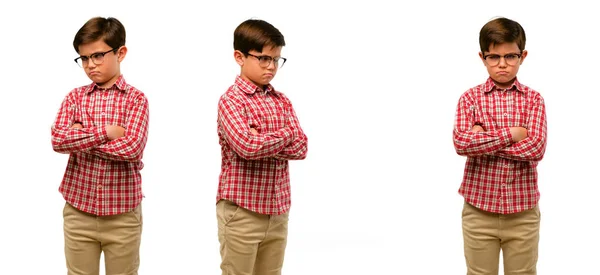 Niño Guapo Con Ojos Verdes Irritado Enojado Expresando Emoción Negativa —  Fotos de Stock