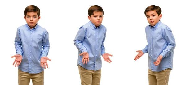 Copil Arătos Copil Mic Ochi Verzi Îndoiesc Expresie Concept Confuz — Fotografie, imagine de stoc