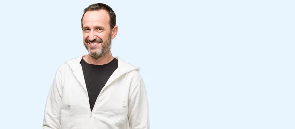 Middle Age Man Wearing Sportswear Confident Happy Big Natural Smile — Stock Photo, Image