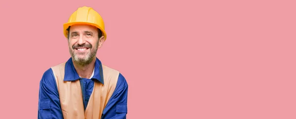 Senior Engineer Man Construction Worker Thinking Looking Expressing Doubt Wonder — Stock Photo, Image