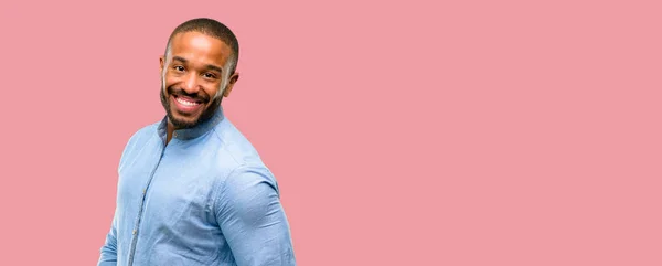 African American Man Beard Confident Happy Big Natural Smile Laughing — Stock Photo, Image