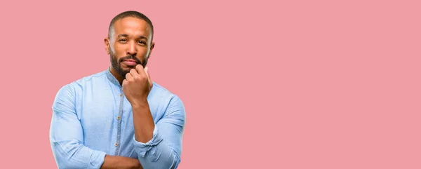 African American Man Beard Crossed Arms Confident Serious — Stock Photo, Image