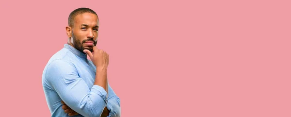 African American Man Beard Crossed Arms Confident Serious — Stock Photo, Image
