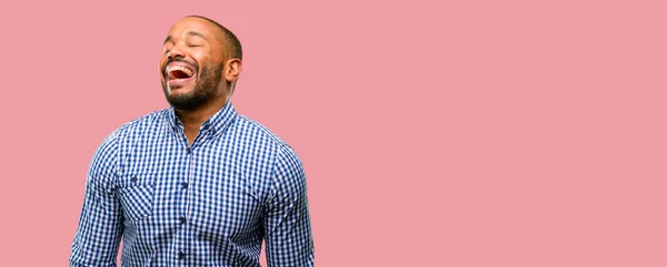 African American Man Beard Confident Happy Big Natural Smile Laughing — Stock Photo, Image
