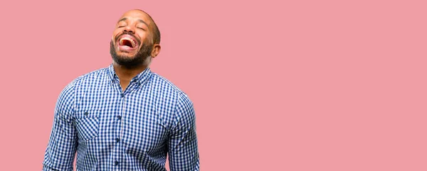 Africano Americano Homem Com Barba Confiante Feliz Com Grande Sorriso — Fotografia de Stock