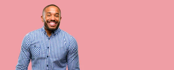 African American Man Beard Confident Happy Big Crazy Smile Laughing — Stock Photo, Image