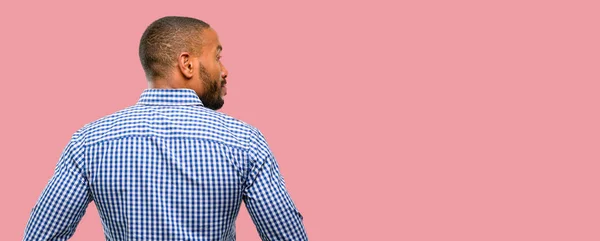 African American Man Beard Backside Rear View — Stock Photo, Image