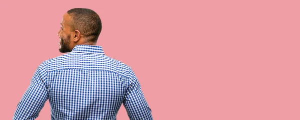 African American Man Beard Backside Rear View — Stock Photo, Image