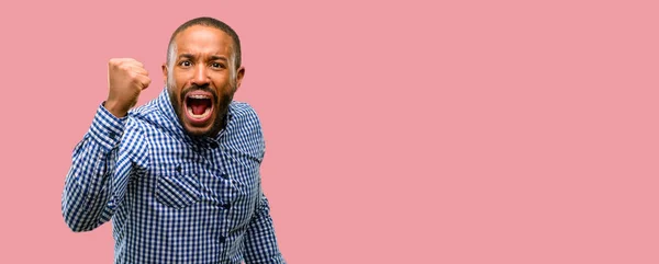 African American Man Beard Irritated Angry Expressing Negative Emotion Annoyed — Stock Photo, Image