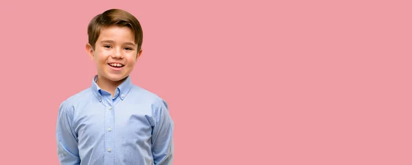 Guapo Niño Pequeño Con Ojos Verdes Feliz Sorprendido Animando Expresando — Foto de Stock