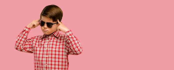 Handsome Toddler Child Green Eyes Doubt Expression Confuse Wonder Concept — Stock Photo, Image