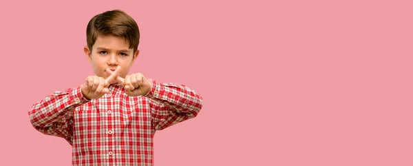 Handsome Toddler Child Green Eyes Annoyed Bad Attitude Making Stop — Stock Photo, Image