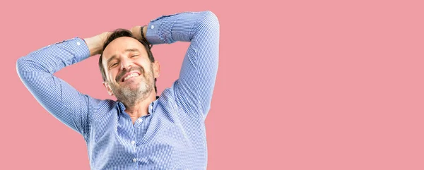 Bel Homme Âge Moyen Confiant Heureux Avec Grand Sourire Naturel — Photo