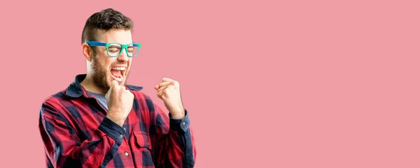 Young Handsome Man Happy Excited Celebrating Victory Expressing Big Success — Stock Photo, Image