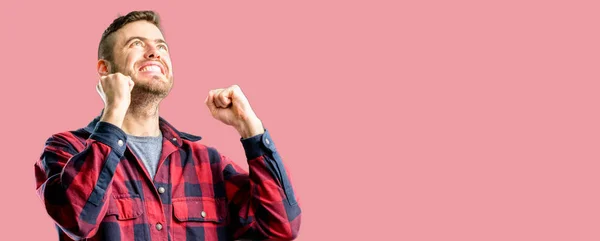 Young Handsome Man Happy Excited Celebrating Victory Expressing Big Success — Stock Photo, Image