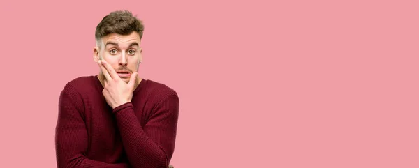 Handsome Young Man Scared Shock Expressing Panic Fear — Stock Photo, Image