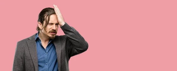 Handsome Young Man Terrified Nervous Expressing Anxiety Panic Gesture Overwhelmed — Stock Photo, Image