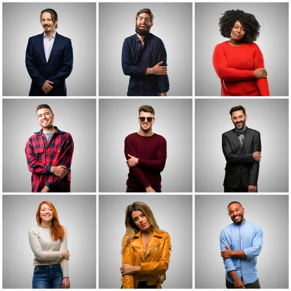 Group of mixed people, women and men confident and happy with a big natural smile laughing