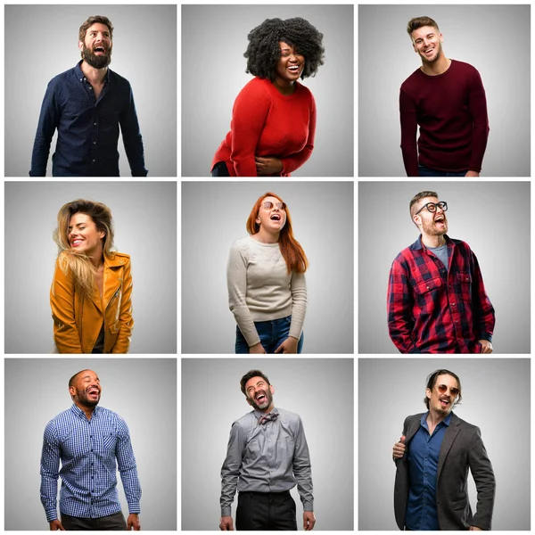 Grupo Pessoas Mistas Mulheres Homens Confiantes Felizes Com Grande Sorriso — Fotografia de Stock