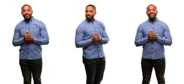 African American Man Beard Confident Happy Big Natural Smile Laughing — Stock Photo, Image