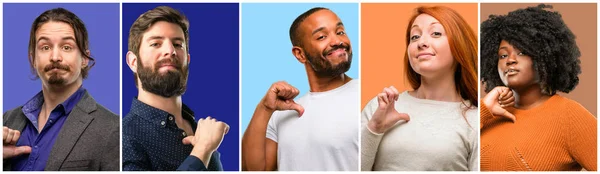 Group Cool People Woman Man Proud Excited Arrogant Pointing Victory — Stock Photo, Image