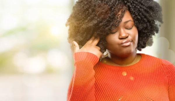 Beautiful African Woman Unhappy Making Suicide Gesture Tired Everything Shoots — Stock Photo, Image