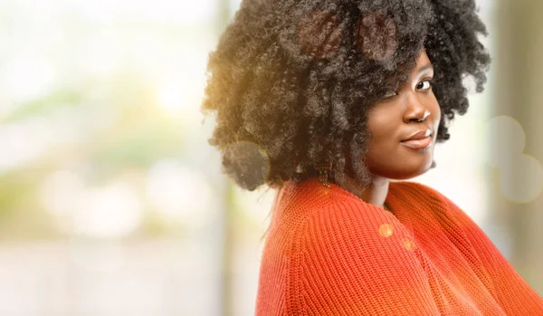 Beautiful African Woman Crossed Arms Confident Happy Big Natural Smile — Stock Photo, Image