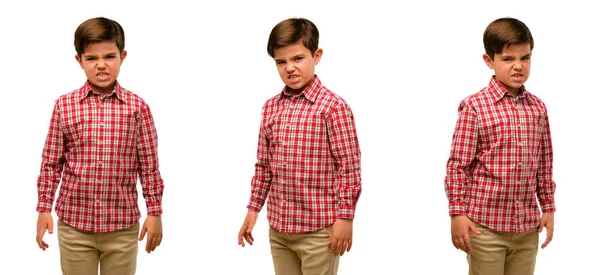 Stilig Småbarn Barn Med Gröna Ögon Arg Och Stressande Frowns — Stockfoto