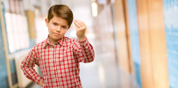 Handsome Toddler Child Green Eyes Angry Gesturing Typical Italian Gesture — Stock Photo, Image