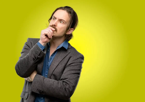 Handsome Young Man Thinking Thoughtful Smart Face — Stock Photo, Image