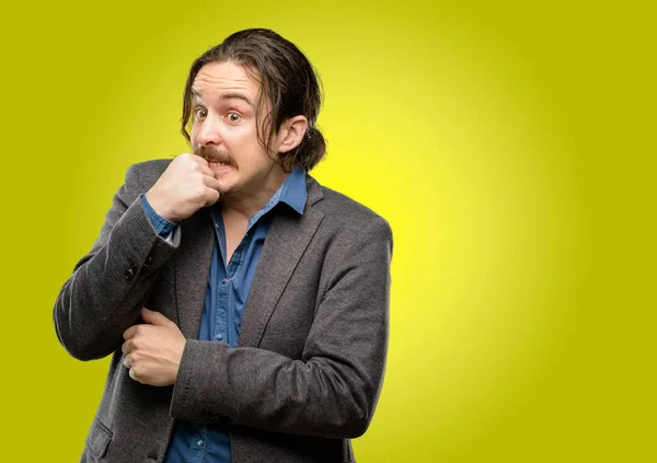 Handsome Young Man Scared Shock Expressing Panic Fear — Stock Photo, Image