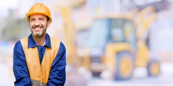 Senior Ingenieur Man Bouwvakker Denken Opzoeken Uiten Twijfel Vraag Het — Stockfoto