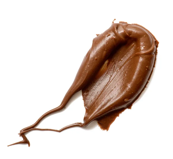 Crema di cioccolato diffusione isolata su sfondo bianco. Prodotti alimentari — Foto Stock