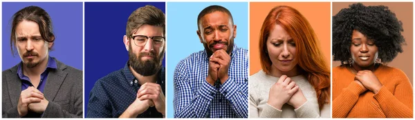 Groep Voor Coole Mensen Vrouw Man Huilen Depressief Vol Verdriet — Stockfoto