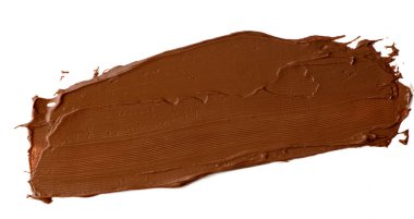 Beyaz arka plan üzerinde izole çikolata yayıldı. Lezzetli yemekler 