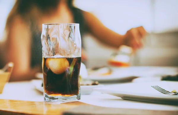 Cola refreshment at restaurant — Stock Photo, Image