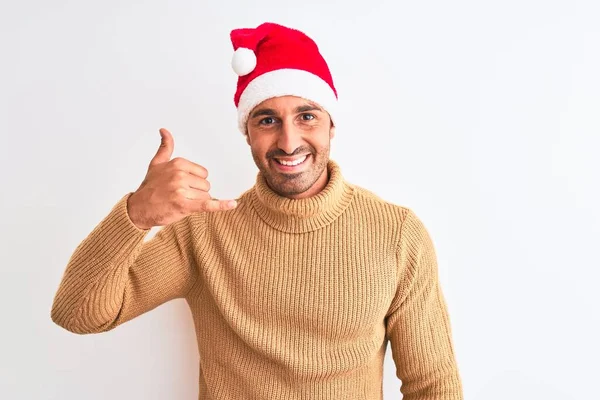 Ein Junger Gutaussehender Mann Mit Weihnachtsmann Und Rollkragenpullover Vor Isoliertem — Stockfoto