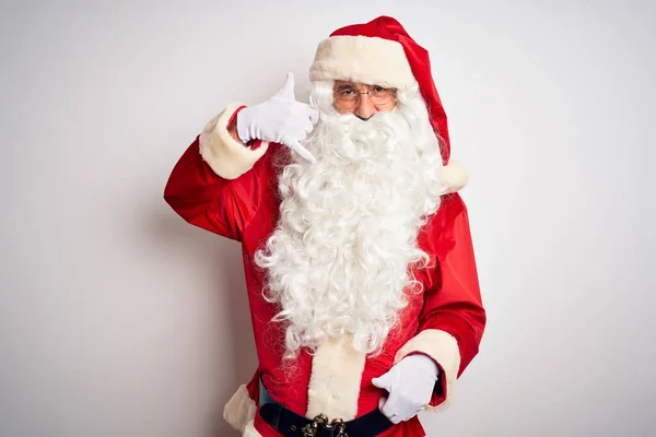 Homem Bonito Meia Idade Vestindo Traje Papai Noel Sobre Fundo — Fotografia de Stock