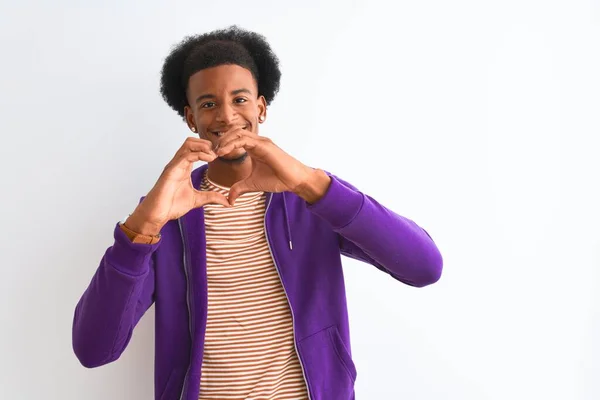 Homem Afro Americano Vestindo Camisola Roxa Sobre Fundo Branco Isolado — Fotografia de Stock