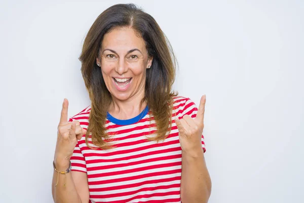 Middle Age Senior Woman Standing White Isolated Background Shouting Crazy — Stock Photo, Image