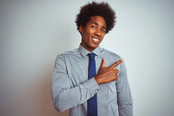 American Business Man Afro Hair Wearing Shirt Tie Isolated White — Stock Photo, Image