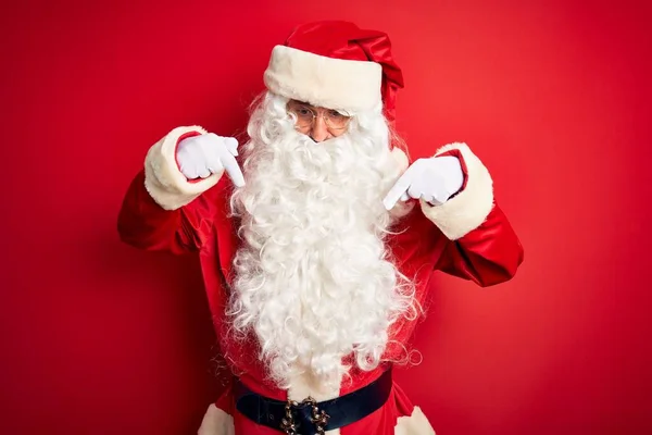 Homem Bonito Meia Idade Vestindo Traje Papai Noel Sobre Fundo — Fotografia de Stock