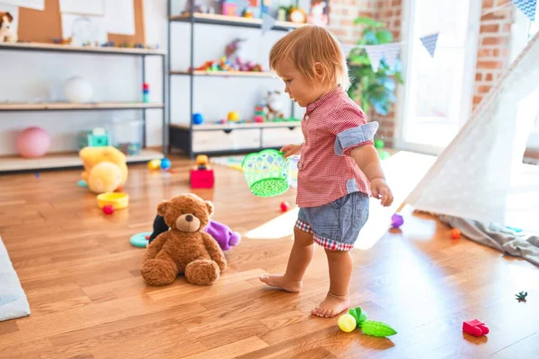 Adorable Toddler Playing Lots Toys Kindergarten — Stock Photo, Image