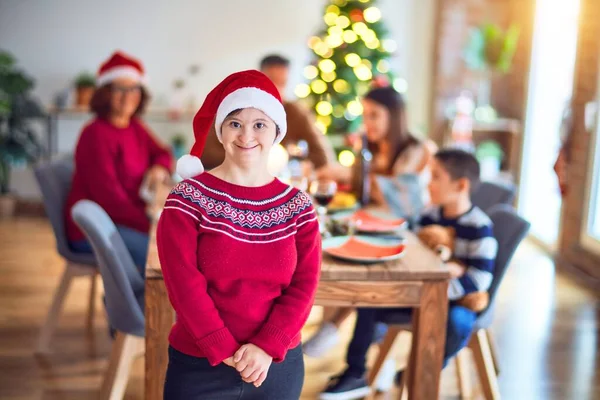 Young Beautiful Woman Smiling Happy Confident Standing Wearing Santa Claus — 스톡 사진