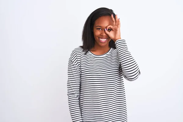 Beautiful Young African American Woman Wearing Winter Sweater Isolated Background — Stock Photo, Image