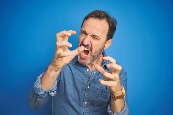 Hombre Mayor Guapo Mediana Edad Con Pelo Gris Sobre Fondo —  Fotos de Stock