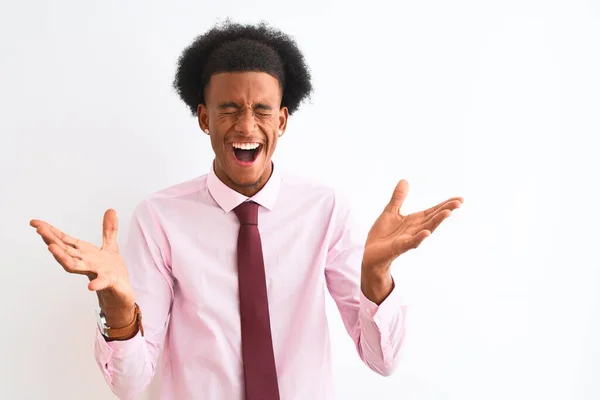 Joven Hombre Negocios Afroamericano Vistiendo Corbata Pie Sobre Fondo Blanco —  Fotos de Stock