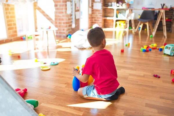 Adorable Toddler Playing Bowling Lots Toys Kindergarten — Stock Photo, Image